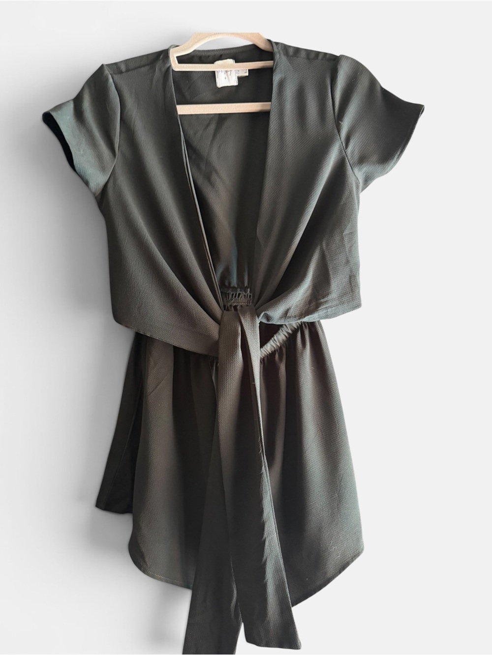 Princess Polly Black Short Sleeve Tie-Front Romper
